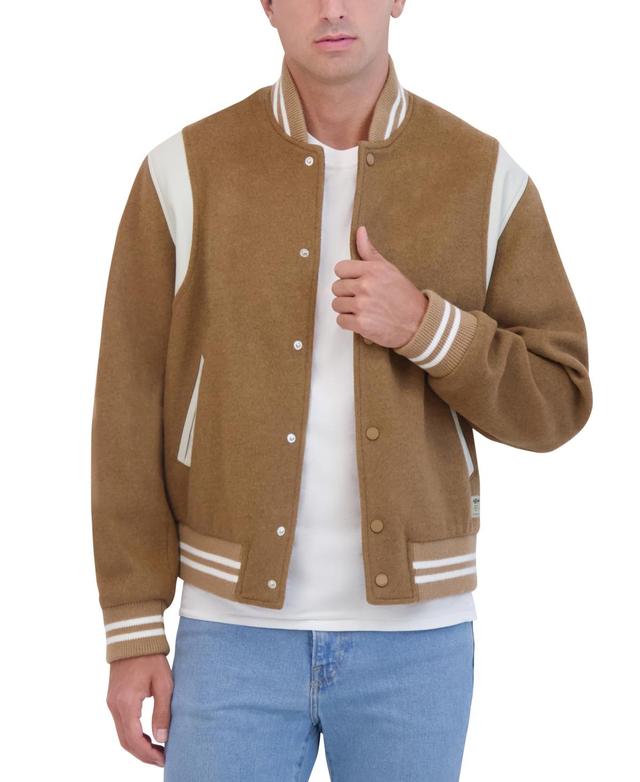 Hudson Mens Varsity Jacket with Faux Leather Trim Product Image