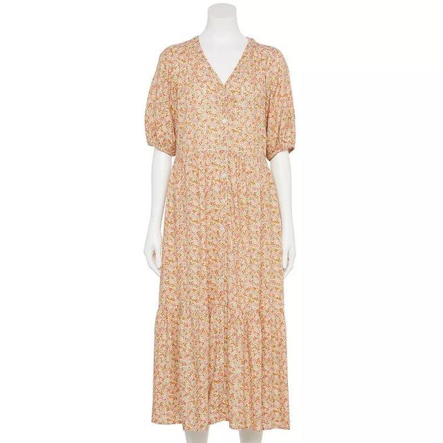 Womens Sonoma Goods For Life Adaptive Button Thru Femme Midi Dress Product Image