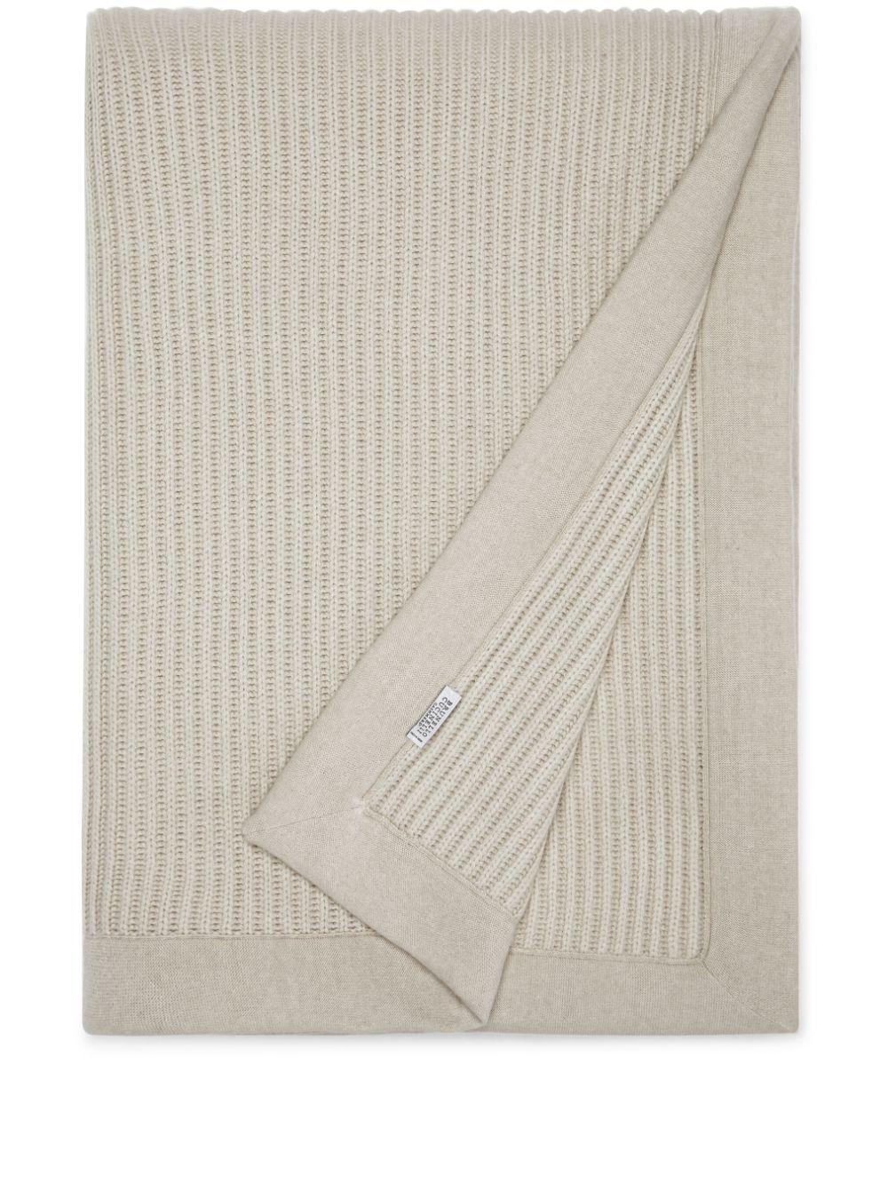 Rib-knit Cashmere Blanket In Neutrals Product Image