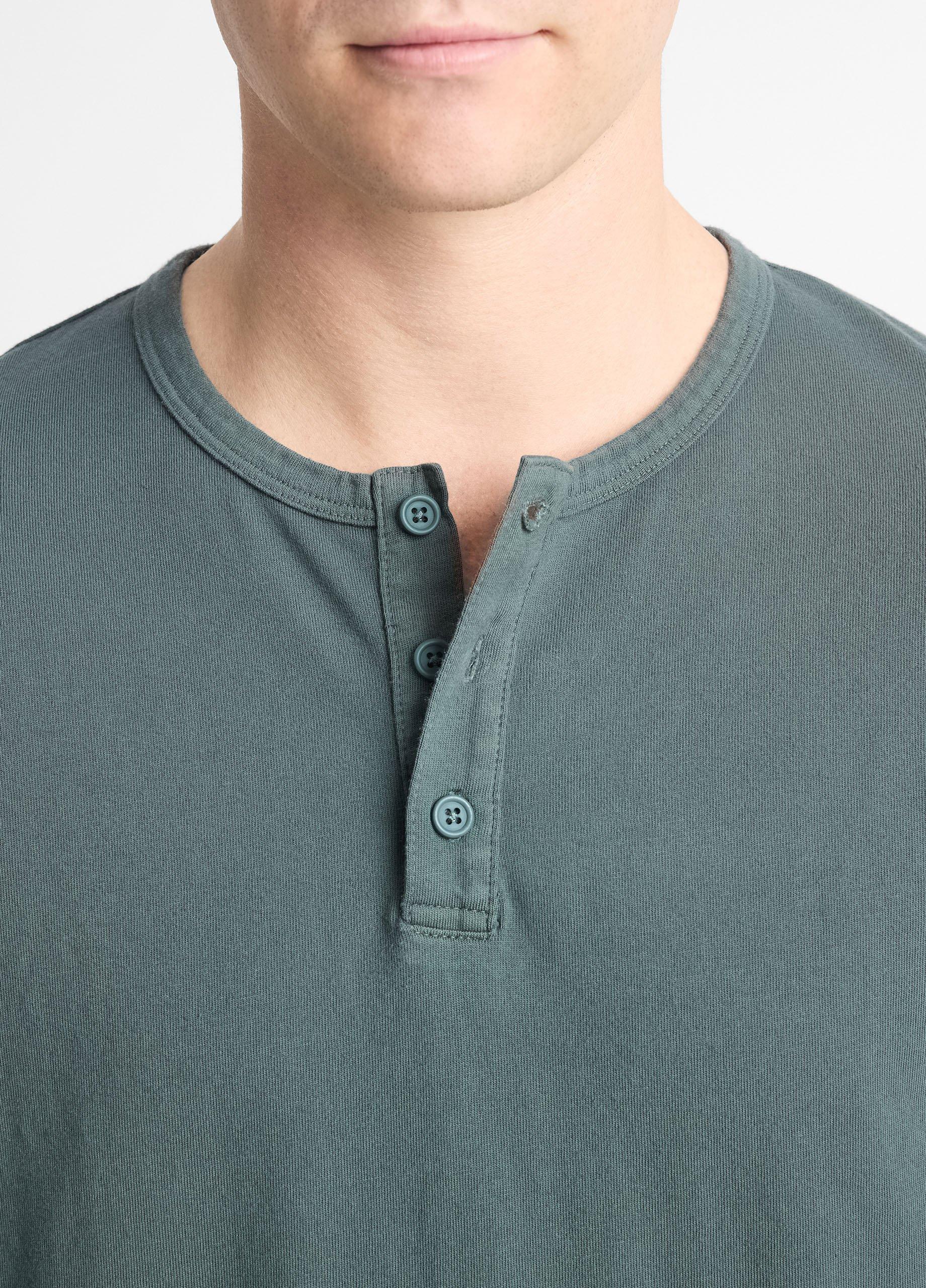 Garment Dye Cotton Short-Sleeve Henley Product Image