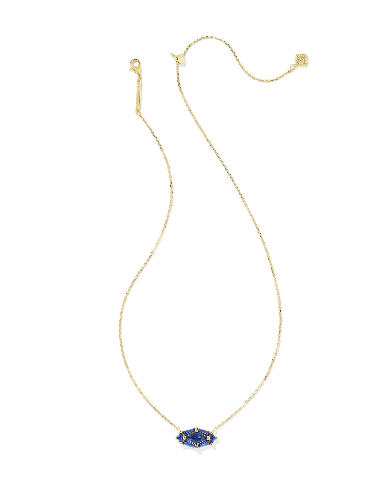 Lindy Rae Elisa Gold Short Pendant Necklace in Blue Crystal Product Image