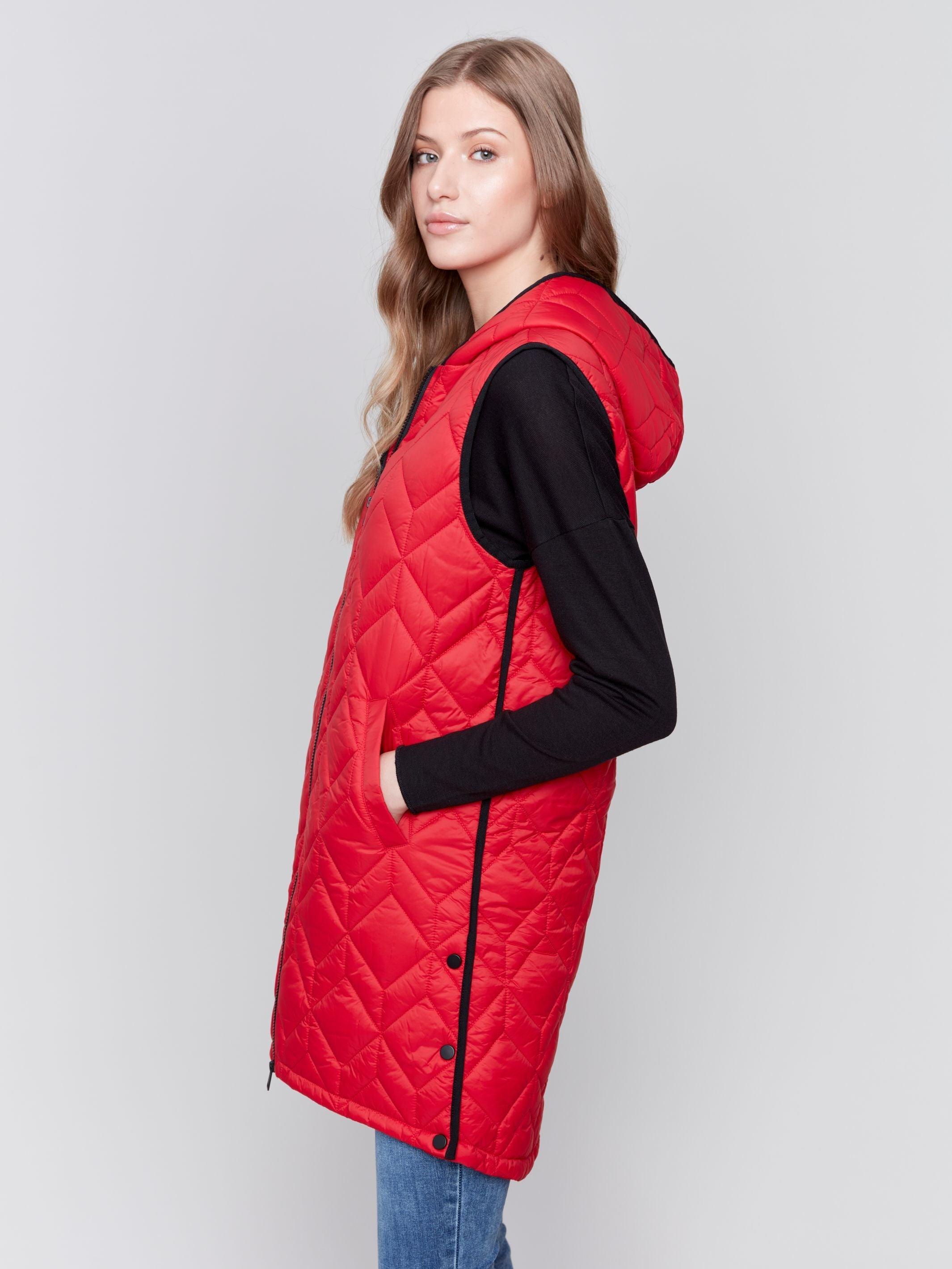 Charlie B. Long Quilted Red Vest Product Image