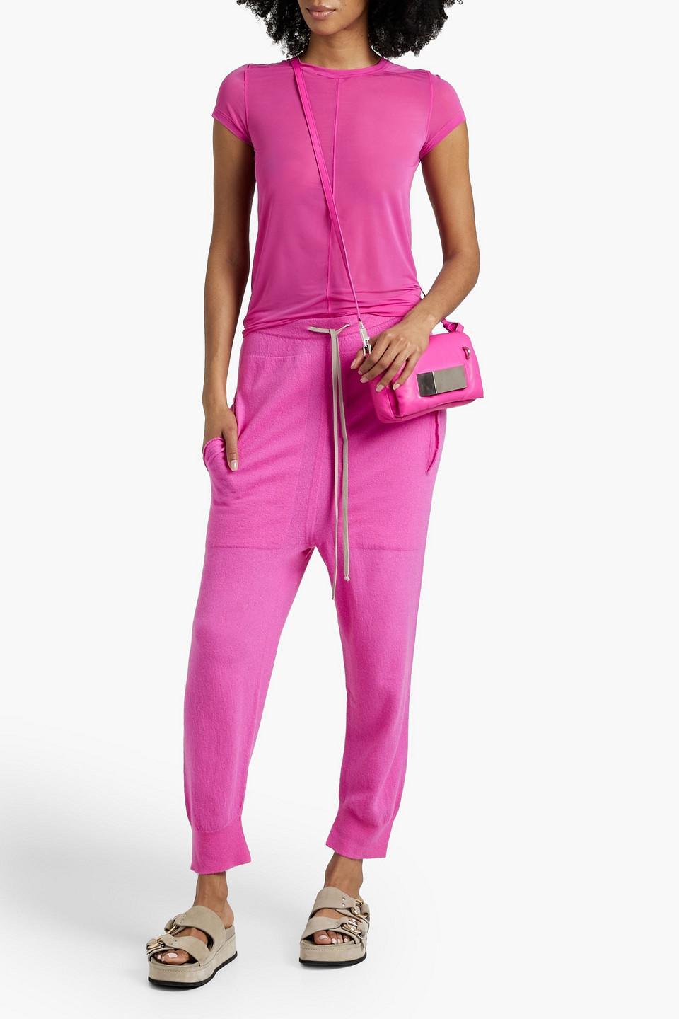 RICK OWENS Cashmere Track Pants In Bright Pink Product Image