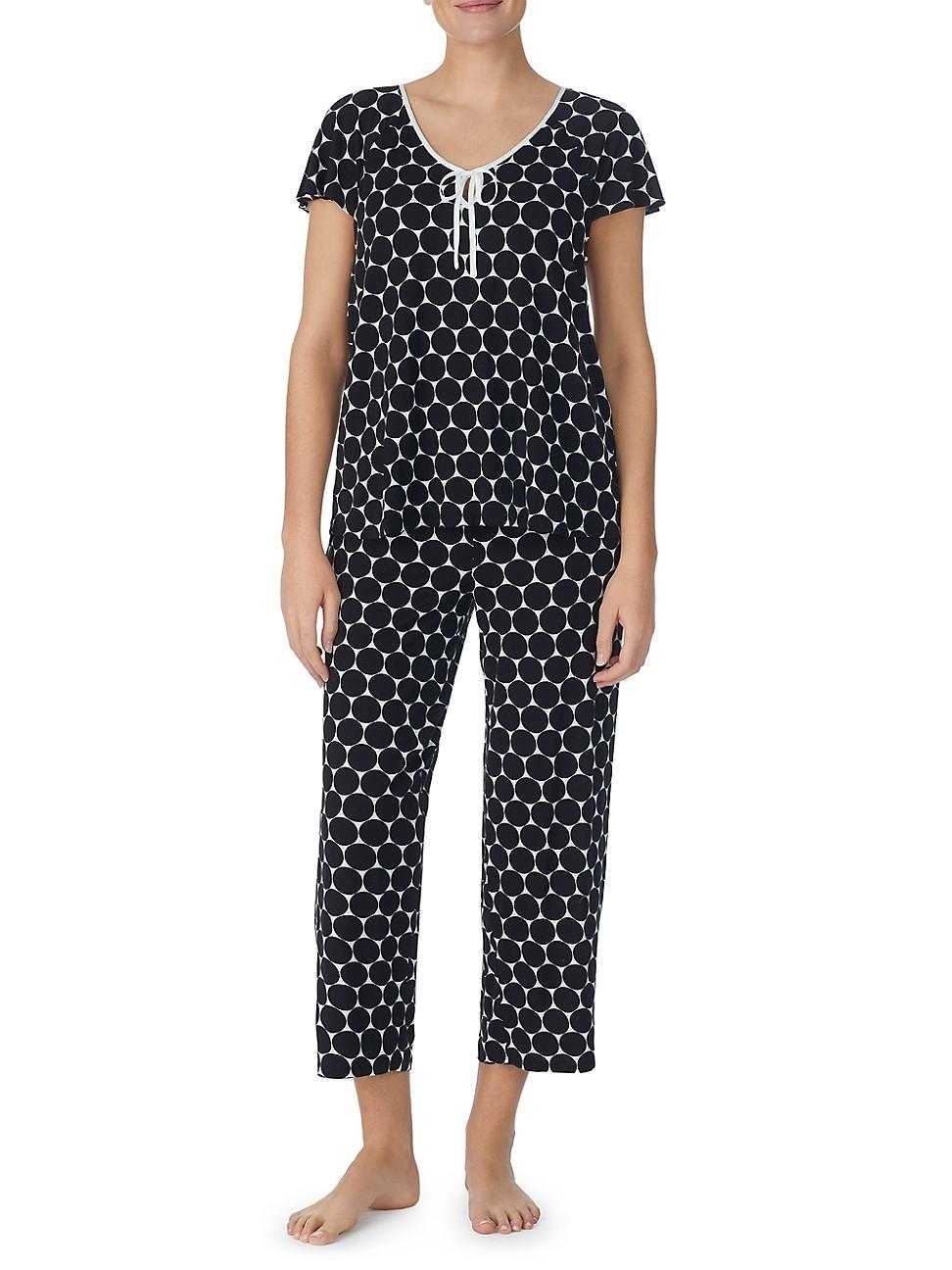 Womens Geometric Dot Cropped Pajamas Product Image