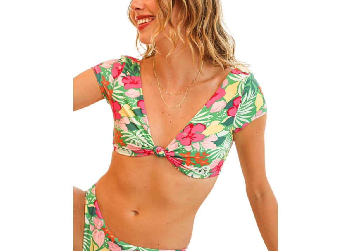 Dippin Daisys Womens Vision Cropped Bikini Top - Blue/greenedium Product Image