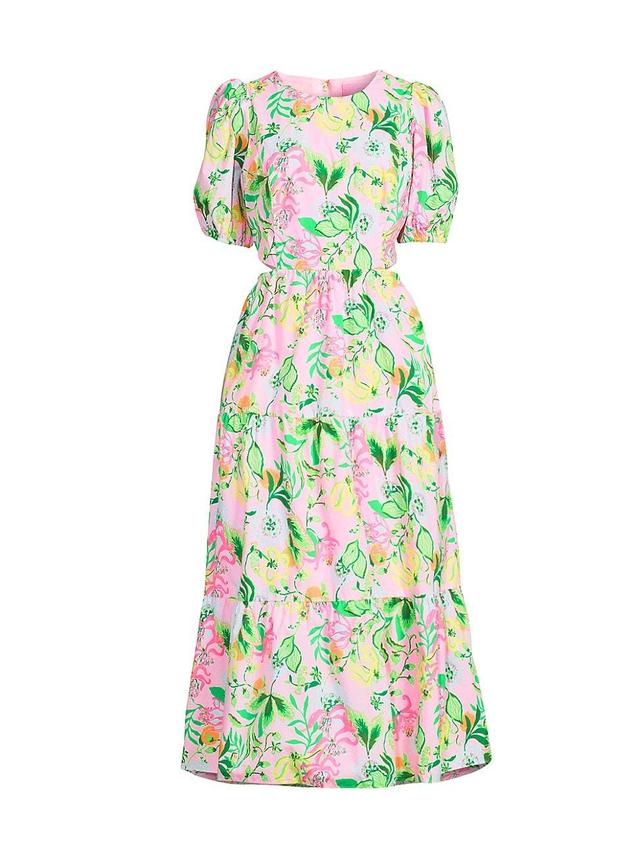 Womens Lyssa Floral Cotton Midi-Dress Product Image