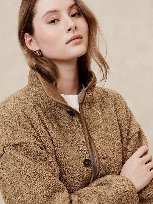 Reversible Vegan Suede Sherpa Jacket Product Image