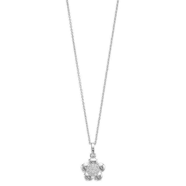 Ava Blue 14k White Gold 1/10 Carat T.W. Diamond Cluster Floral Pendant Necklace, Womens Product Image