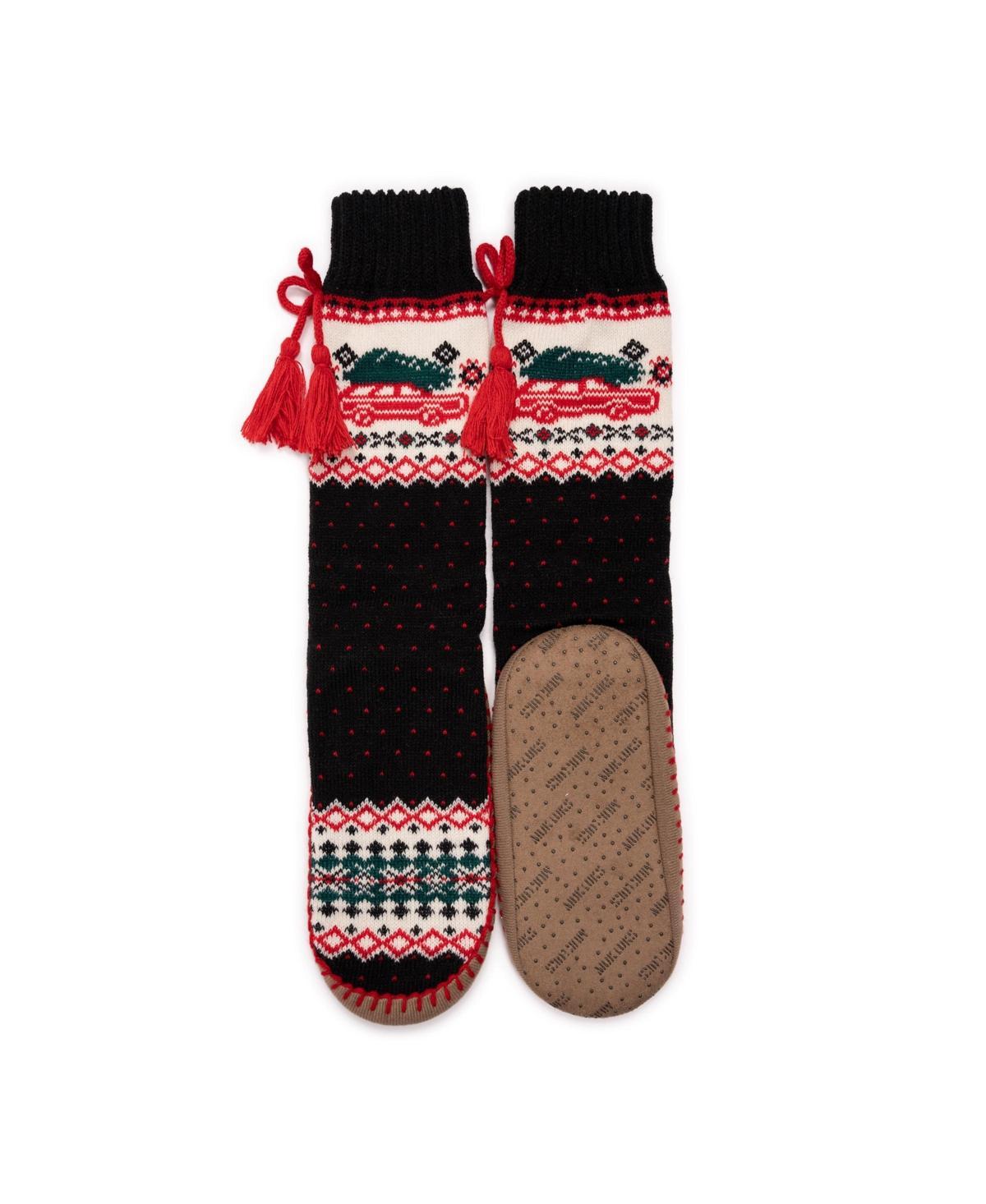 Womens MUK LUKS Fair Isle Tassel Slipper Socks Product Image