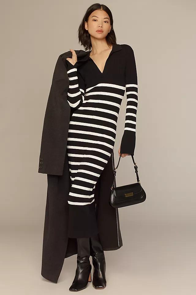 English Factory Long-Sleeve Collared Knit Midi Dress Product Image