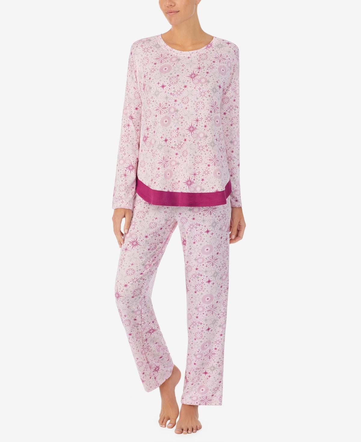 Ellen Tracy Womens Long Sleeve Crew Neck Pajamas Set Product Image