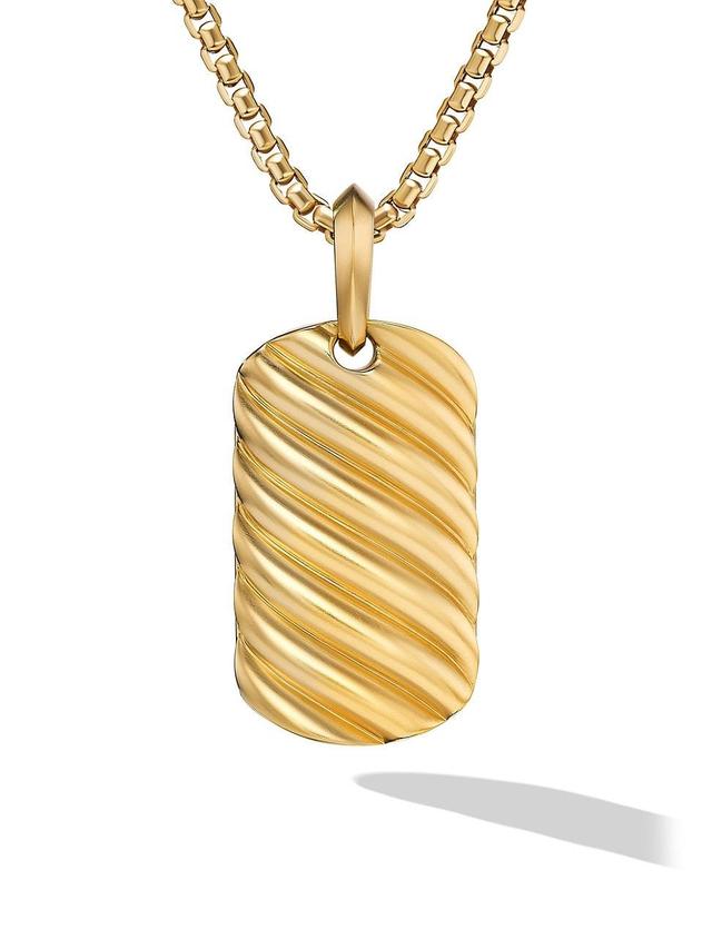 Mens Sculpted Cable Tag in 18K Yellow Gold, 27MM Product Image