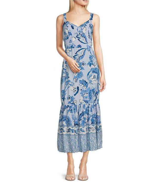 Adrianna by Adrianna Papell Printed Sweetheart Neck Sleeveless Midi Dress Product Image