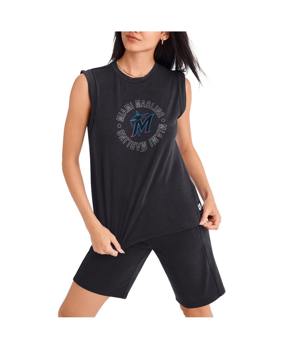 Womens Dkny Sport Black Miami Marlins Madison Tri-Blend Tank Top Product Image