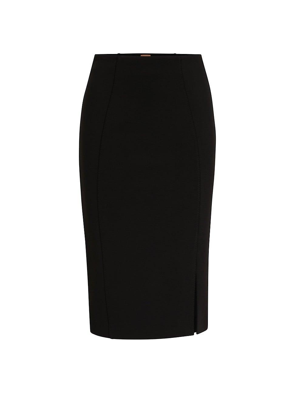 Womens Pencil Skirt in Stretch Fabric with Front Slit Product Image