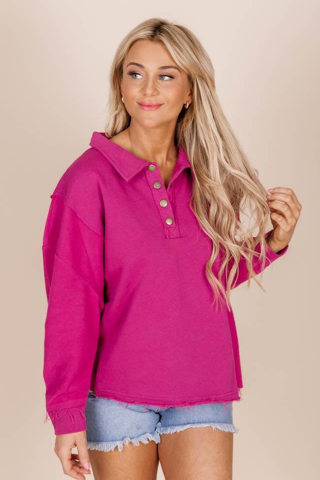 All You Can See Magenta Raw Hem Pullover FINAL SALE Product Image