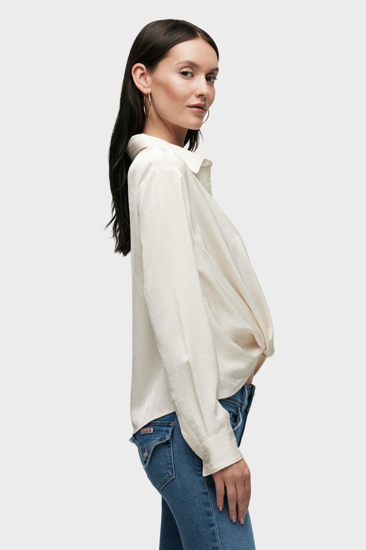 Long Sleeve Knotted Button Down Female Product Image