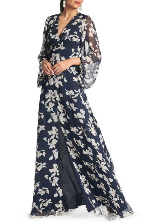 Sachin & Babi Jenny Floral Balloon Sleeve Gown Product Image