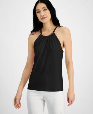 Petite Metallic-Bar Sleeveless Top, Created for Macy's Product Image