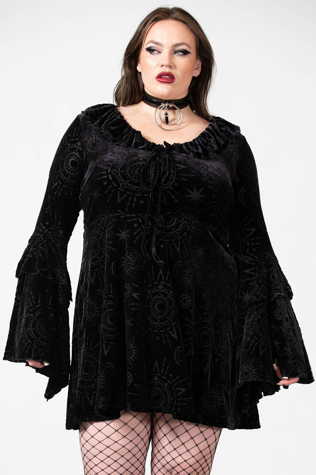 Celestite Long Sleeve Burnout Dress [PLUS] Female Product Image