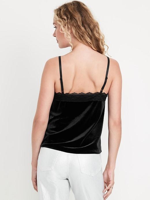 Lace-Trim Velvet Top Product Image