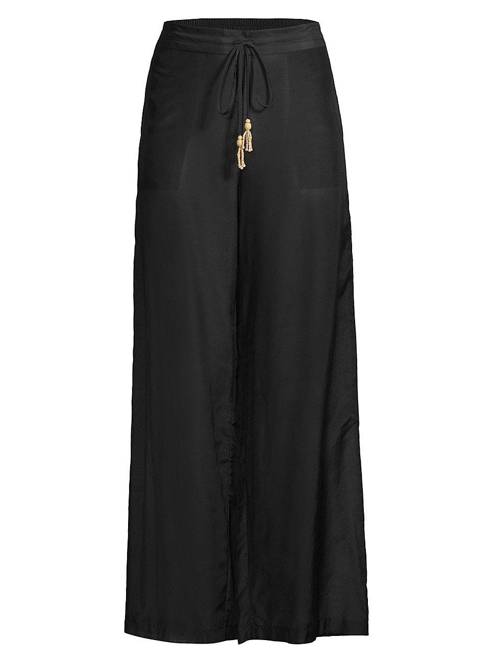 Womens Cotton Silk Voile Wide-Leg Pants Product Image