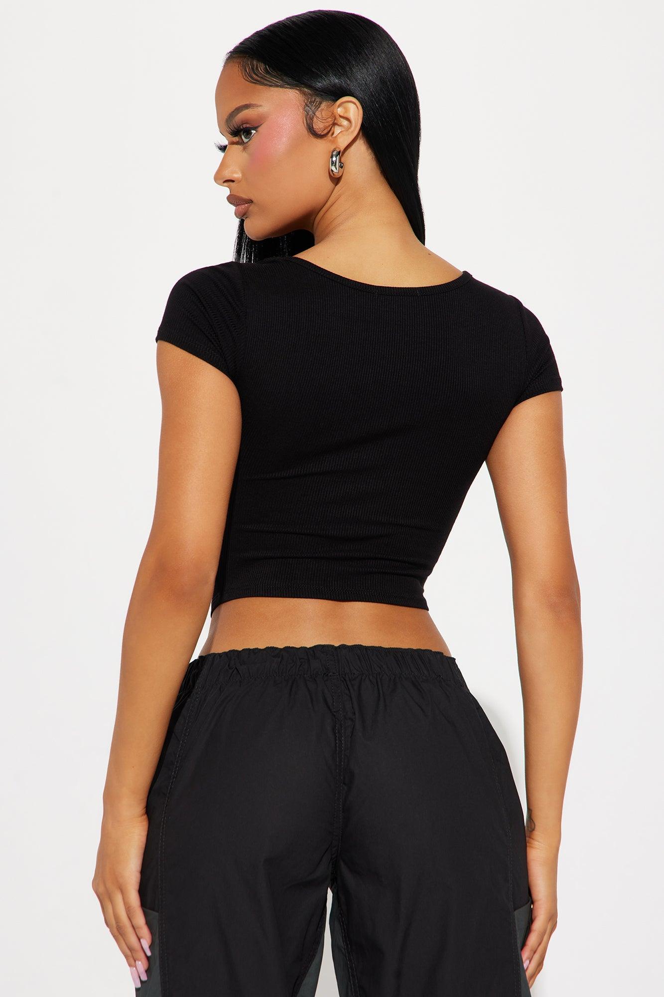 Charlie Ribbed Top - Black Product Image