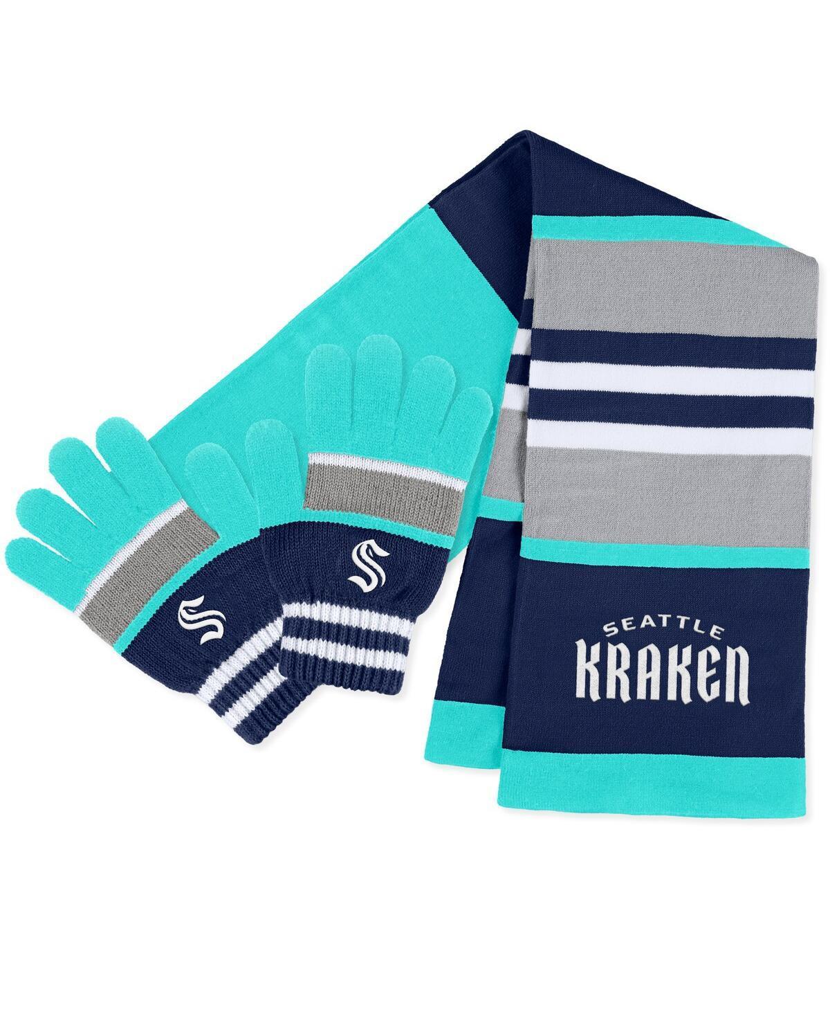 Womens WEAR by Erin Andrews Seattle Kraken Stripe Glove & Scarf Set Product Image