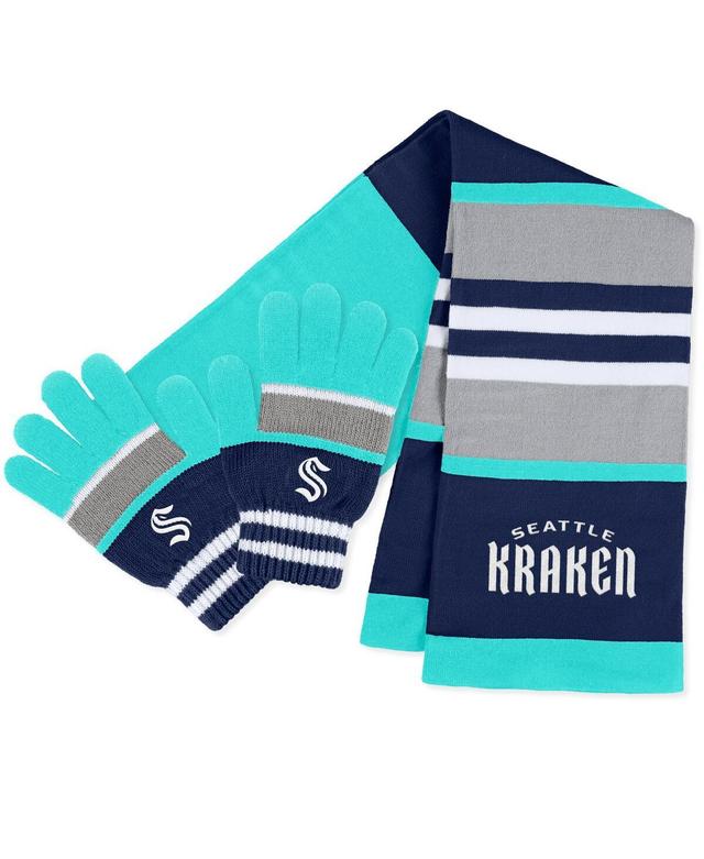 Womens WEAR by Erin Andrews Seattle Kraken Stripe Glove & Scarf Set Product Image