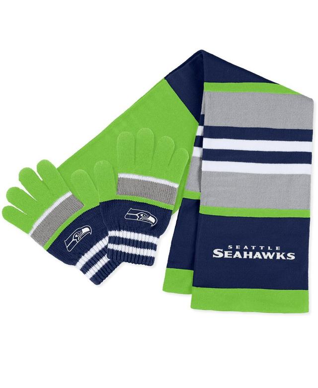 Womens WEAR by Erin Andrews Seattle Seahawks Stripe Glove & Scarf Set Product Image