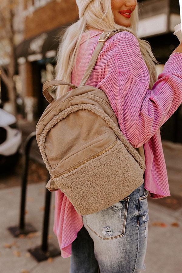 Autumn Color Sherpa Backpack In Taupe Product Image