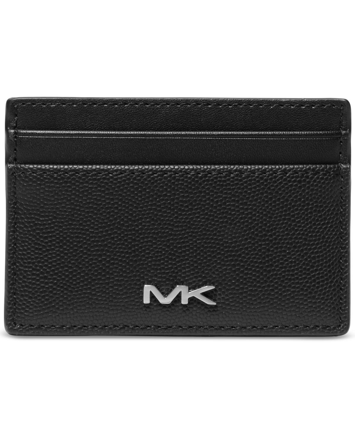 Michael Kors Mens Faux-Leather Card Case with Rhodium-Plated Hardware - Black Product Image