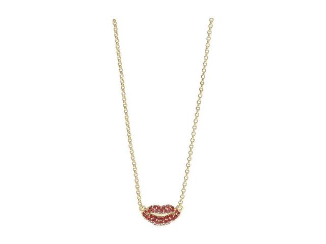 Womens Hit The Town Goldtone & Cubic Zirconia Lips Mini Pendant Necklace Product Image