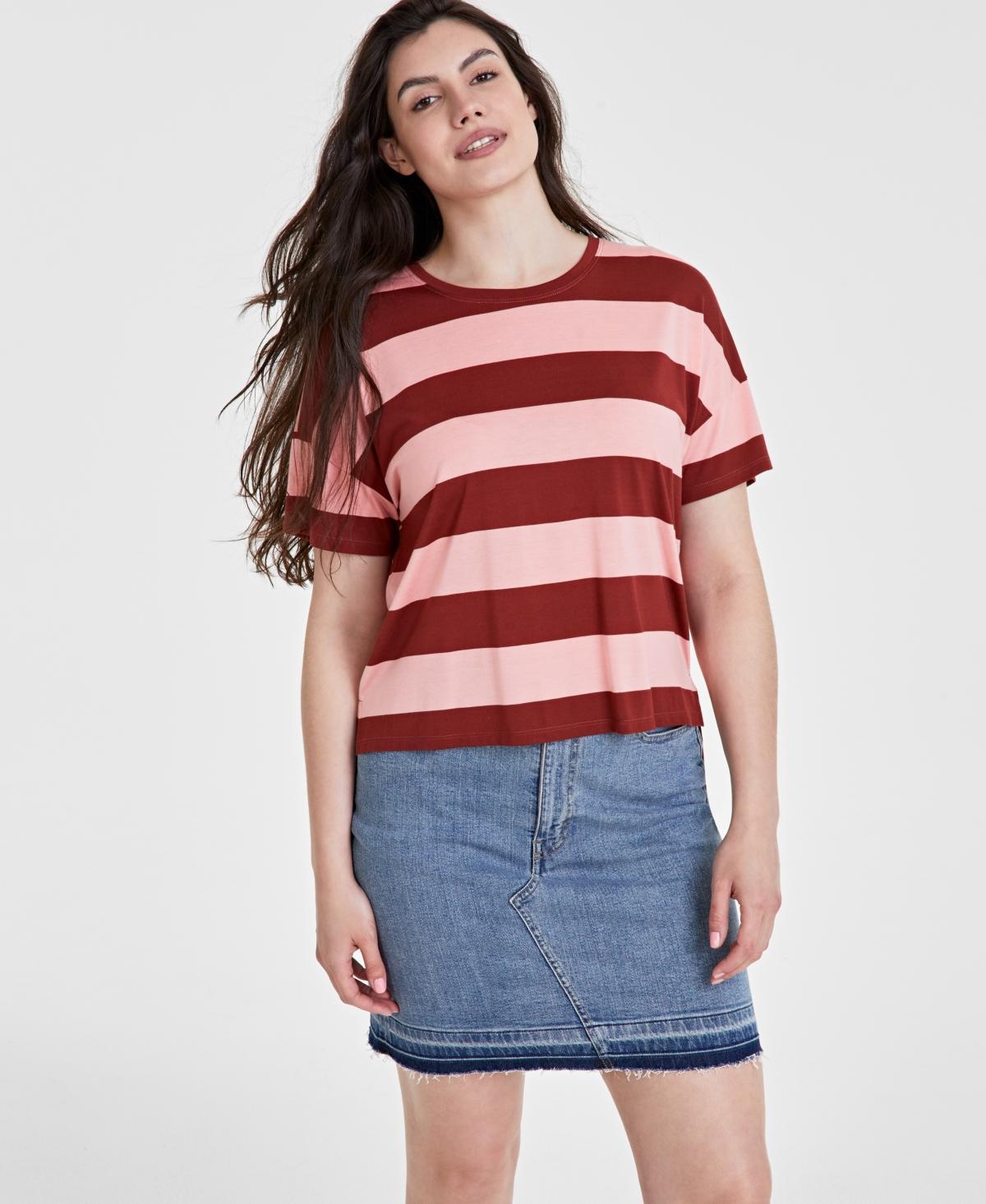 Women's Rugby Stripe Drop-Shoulder T-Shirt, Created for Macy's Product Image