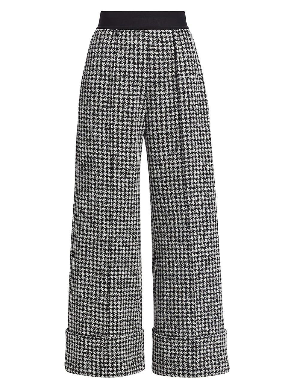 Womens Alberta Houndstooth Wide-Leg Pants Product Image