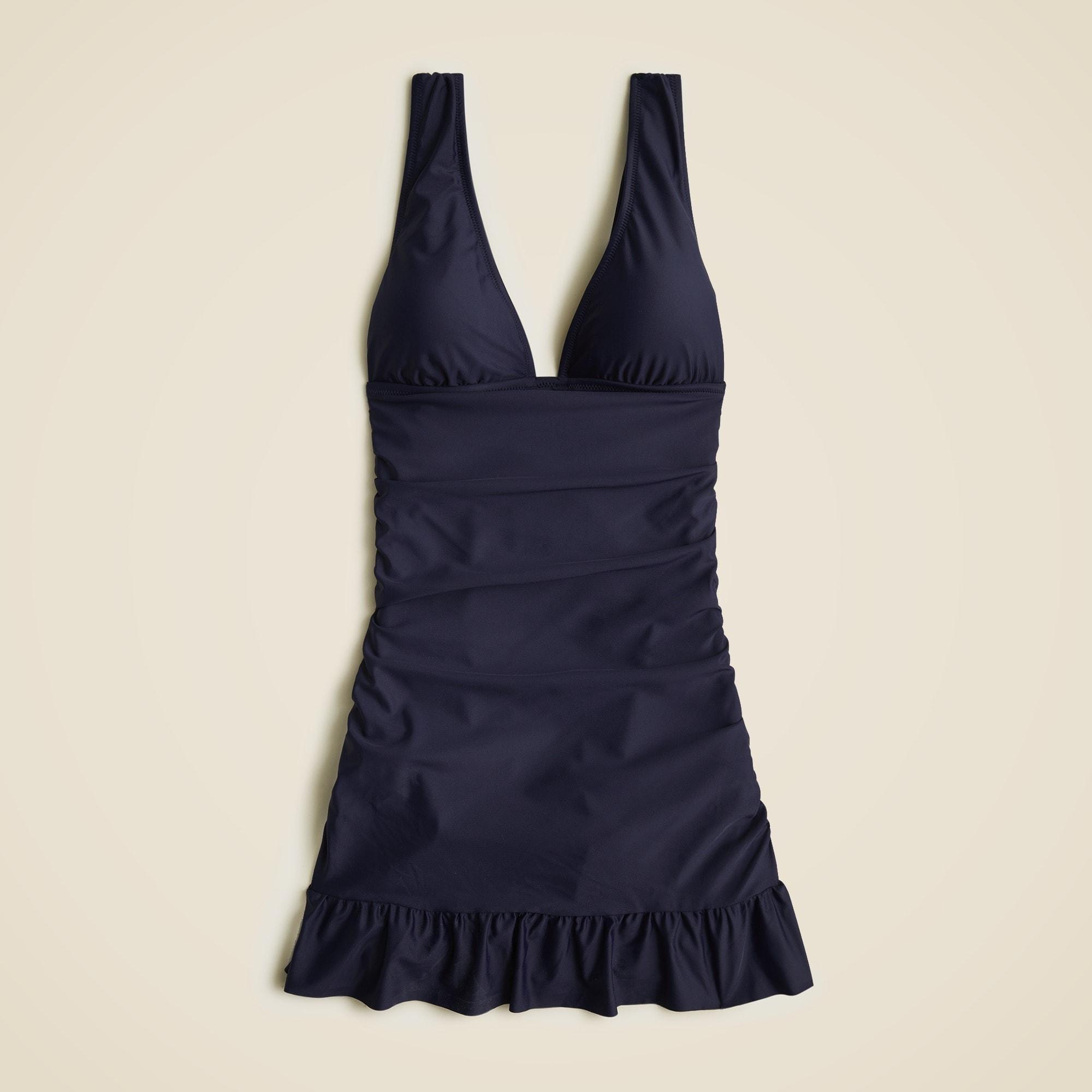 Ruched V-neck swim dress Product Image