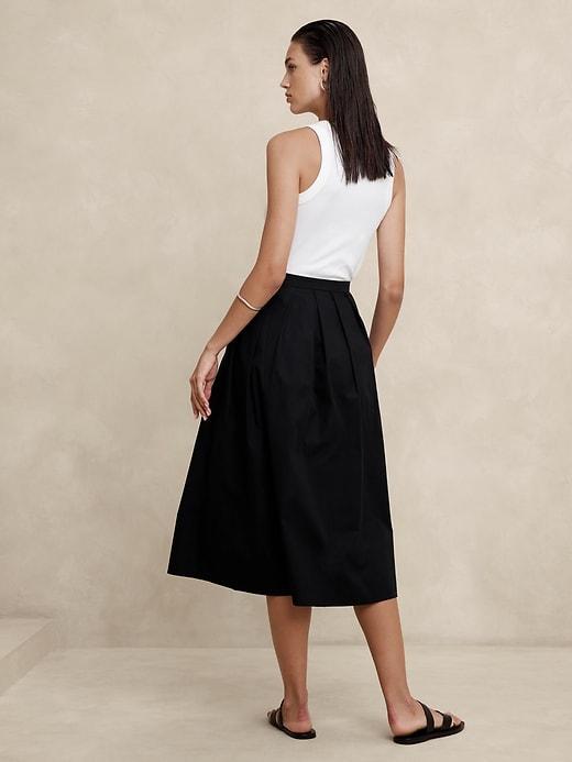 Poplin Pleated Midi Skirt Product Image