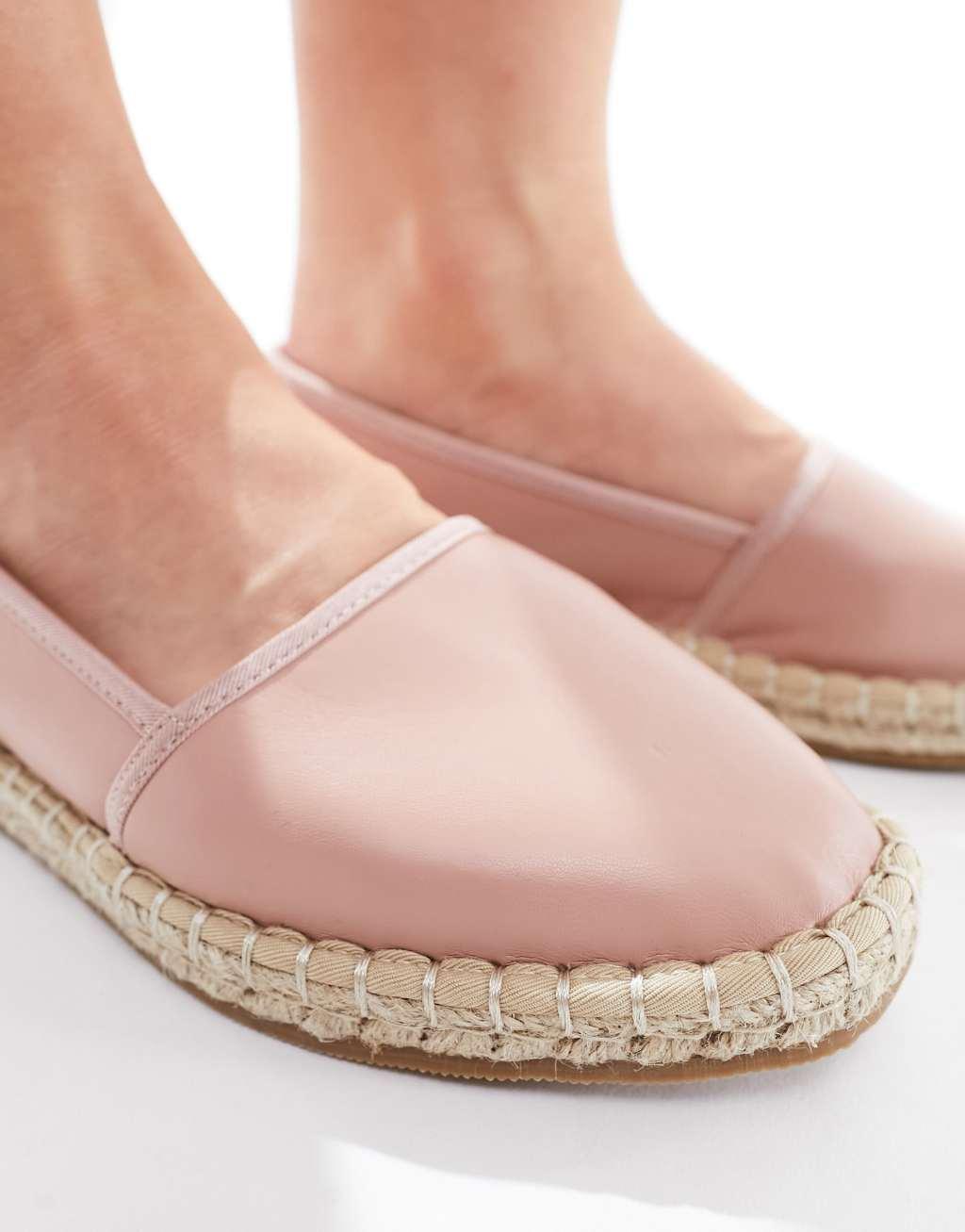 ASOS DESIGN Wide Fit Joey closed toe espadrilles in pale pink Product Image