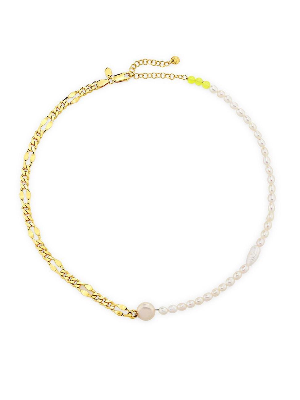 Womens Positano 22K-Gold-Plated, Freshwater Pearl & Quartz Necklace Product Image