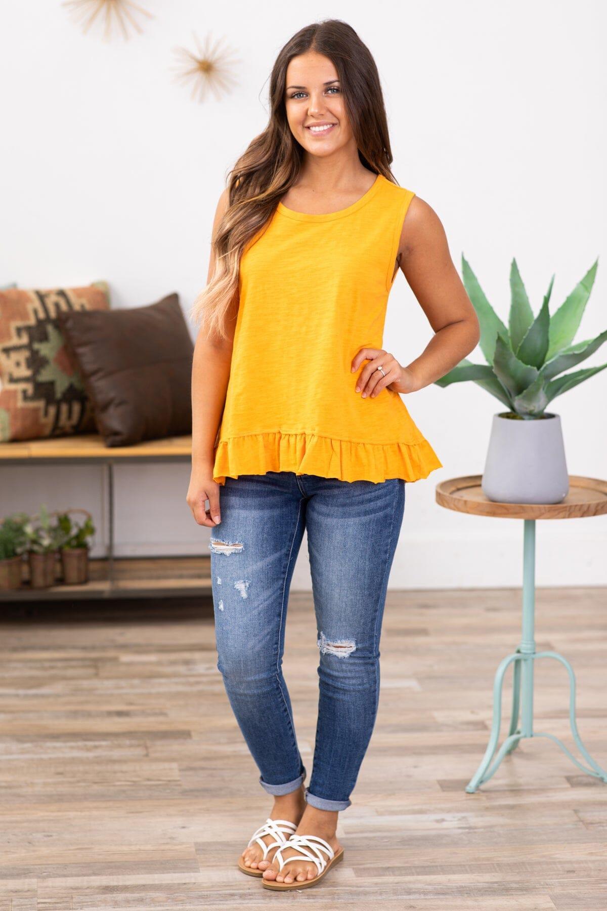 Orange Tank With Ruffle Trim Product Image