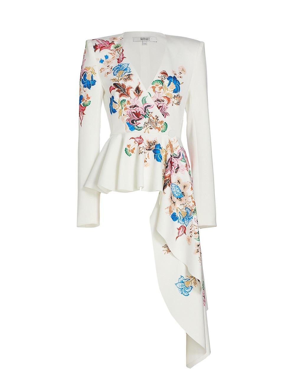 Womens Floral Asymmetric Drape Jacket Product Image