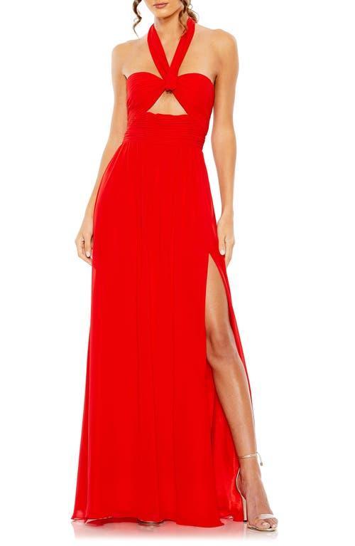 Mac Duggal Ruched Halter Neck Gown Product Image