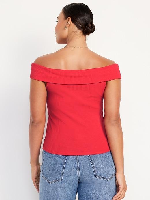 Off-Shoulder Ribbed Top Product Image