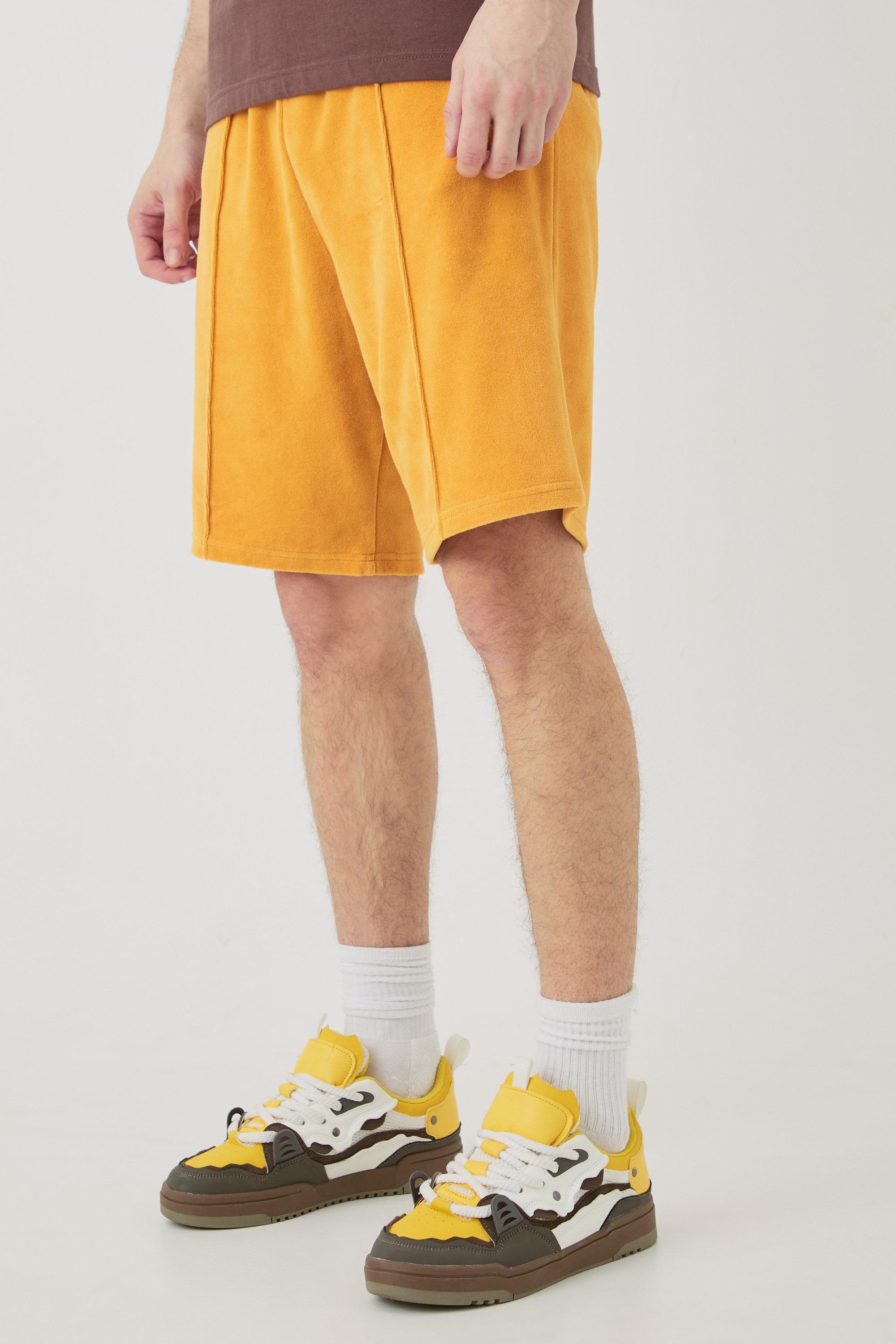 Tall Elasticated Waist Pintuck Velour Shorts | boohooMAN USA Product Image