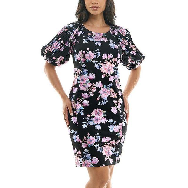 Womens Nina Leonard Pleat Puff Sleeve Dress Product Image