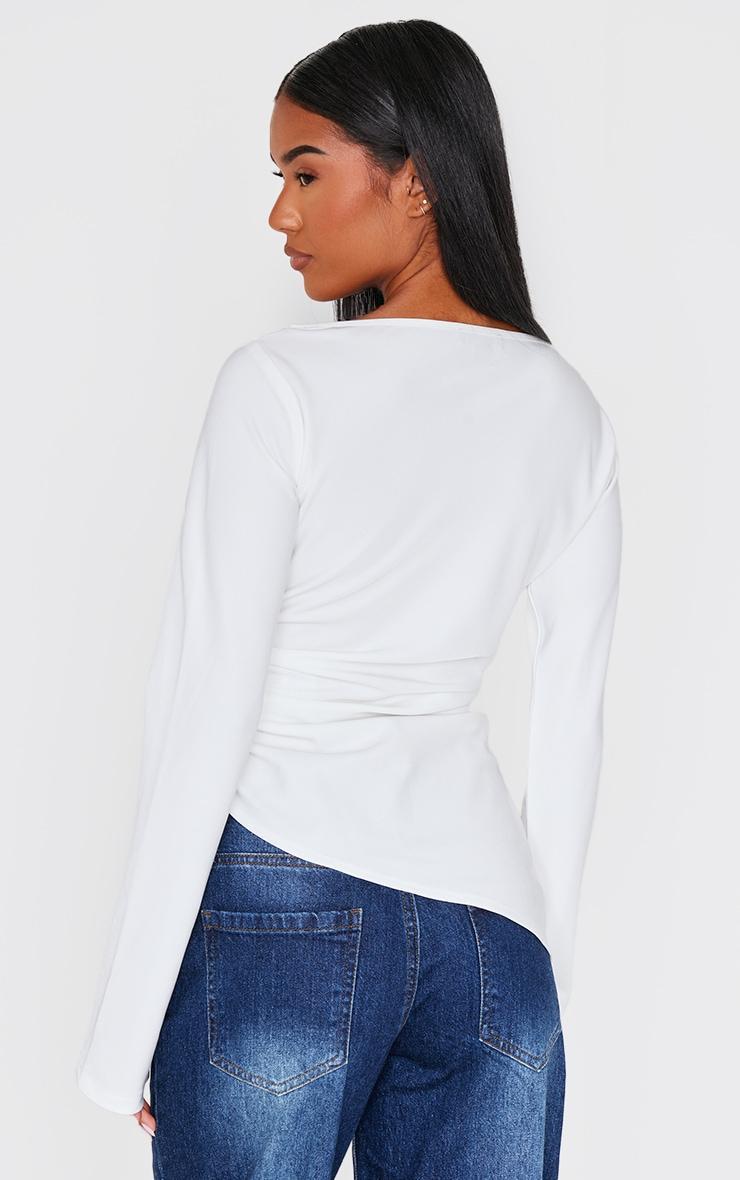 White Asymmetric Long Top Product Image