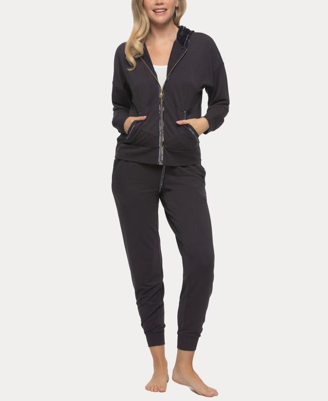 Felina Womens Aria Zip Up Hoodie and Jogger Lounge Set Product Image