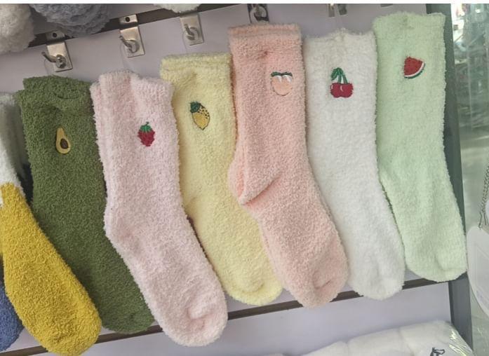 Fruit Embroidered Fleece Socks Product Image