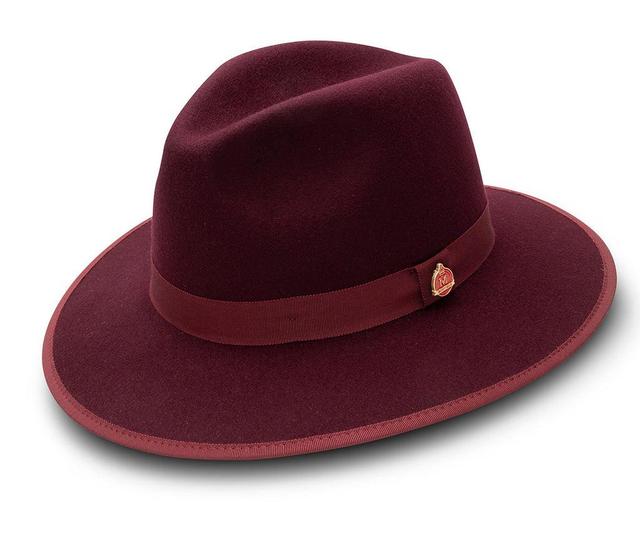 Burgundy 3 ⅛" Brim Wool Felt Hat with Red Bottom Product Image