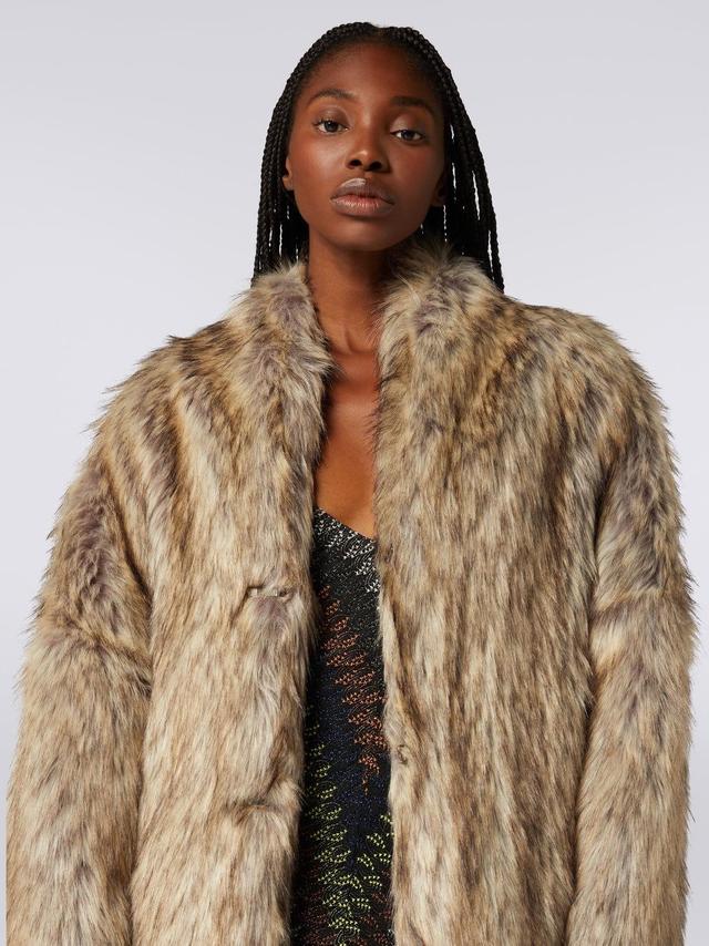 Long faux fur coat Multicoloured | Missoni Product Image